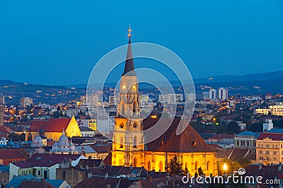 Saint Michael at twilight. Cluj-Napoca Stock Photo