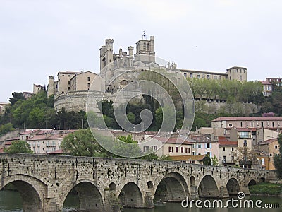 Saint Nazaire Cathedral River Ob Beziers Stock Photo