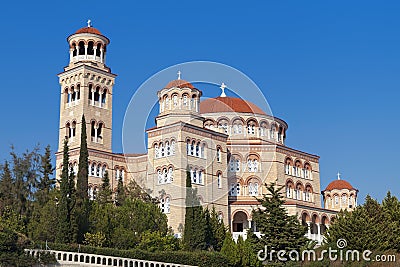 Saint Nektarios church at Aegina, Greece Stock Photo