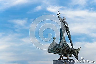 Saint Nicholas Monument - patron of navigators, Nessebar, Bulgaria Editorial Stock Photo