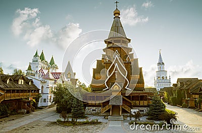 Saint Nicholas Orthodox Church in Izmailovsky Kremlin in Moscow Editorial Stock Photo