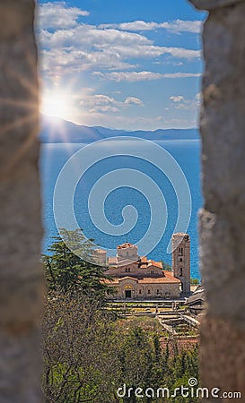 Saint Panteleimon church on the shore of Lake Ohrid Stock Photo