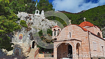 SAINT PATAPIOS MONASTERY- LOUTRAKI, GREECE Stock Photo