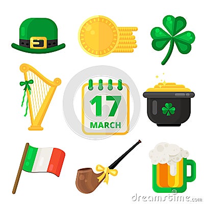 Saint Patrick day vector elements design. Vector Illustration