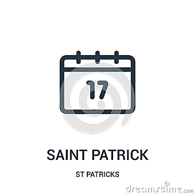 saint patrick icon vector from st patricks collection. Thin line saint patrick outline icon vector illustration. Linear symbol for Vector Illustration