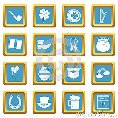 Saint Patrick icons azure Vector Illustration