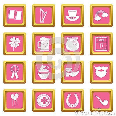 Saint Patrick icons pink Vector Illustration