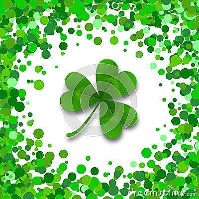 Saint Patrick s Day Border with Green Four and Tree Leaf Clovers on White Background. Vector illustration. Template Vector Illustration