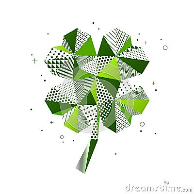 Saint Patrick`s Day four leaf clover Vector Illustration