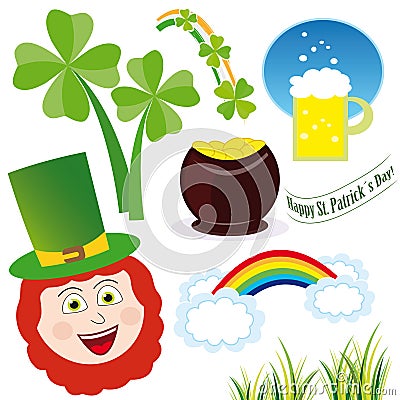 Saint patrickÂ´s day icon set Stock Photo