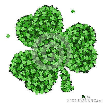 Saint Patrick`s Day invitation card, clovers background, lettering, spring holidays Vector Illustration