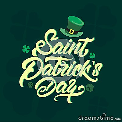 Saint Patrick`s Day logotype. St.Patricks Day celebration design in Lettering style. Hand sketched St.Patricks Day icon. Beer Stock Photo