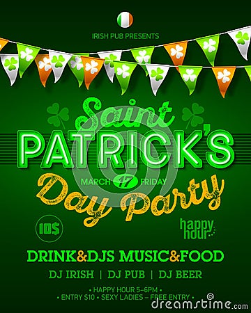 Saint Patrick`s Day party invitation poster Vector Illustration