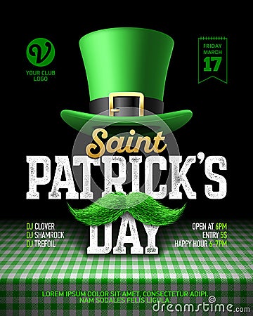 Saint Patrick`s Day party poster design Vector Illustration