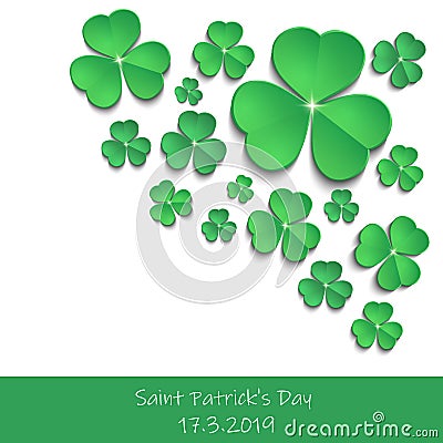 Saint Patrick`s Day shamrock icons greeting card white background Vector Illustration