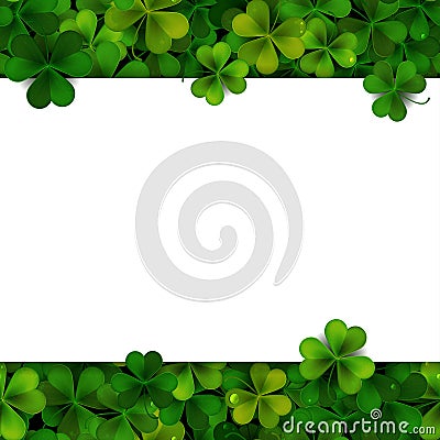 Saint Patrick's Day vector background with shamrock leaves and banner Vector Illustration