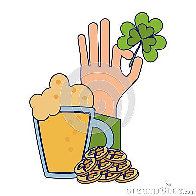 Saint patricks cartoons blue lines Vector Illustration