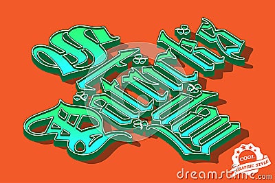 Saint Patricks Day green gothic lettering Vector Illustration