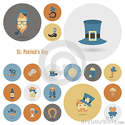 Saint Patricks Day Icon Set Vector Illustration