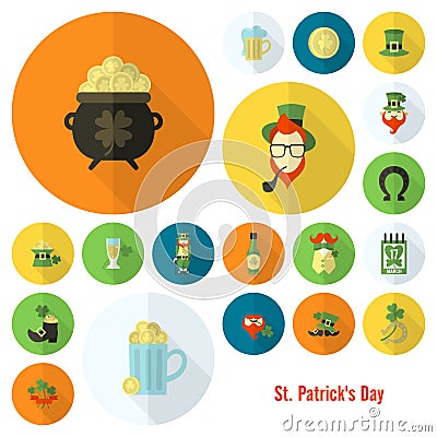 Saint Patricks Day Icon Set Vector Illustration