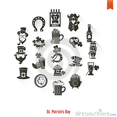 Saint Patricks Day Isolated Icon Set Vector Illustration