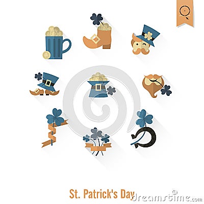 Saint Patricks Day Isolated Icon Set Vector Illustration