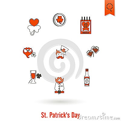 Saint Patricks Day Isolated Icon Set Vector Illustration