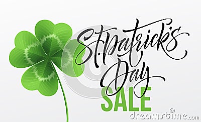 Saint Patricks Day Sale poster. Lettering Typography banner template. Vector Illustration Vector Illustration