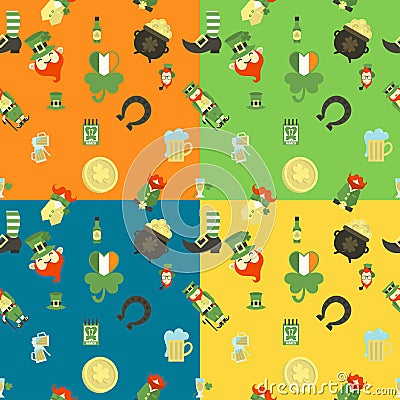 Saint Patricks Day Seamless Pattern Vector Illustration