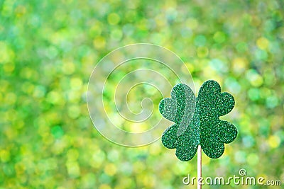 Saint Patricks Day shiny green clover Stock Photo