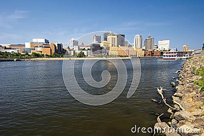 Saint Paul skyline, Mississippi river, St. Paul, Minnesota, USA Stock Photo