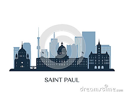 Saint Paul skyline, monochrome silhouette. Vector Illustration