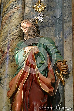 Saint Paul statue on the main altar in the church of Saint George in Gornja Stubica, Croatia Stock Photo
