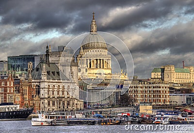 Saint Pauls Cathedral in London from across the Thames Stock Photo