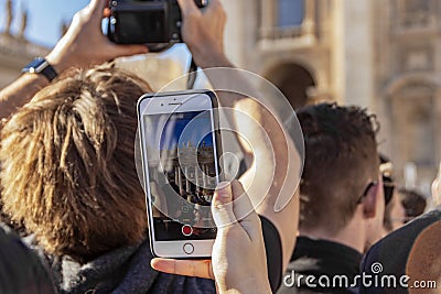 Saint Peter Basilica with people crowd in Vatican Rome Editorial Stock Photo