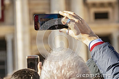 Saint Peter Basilica with people crowd in Vatican Rome Editorial Stock Photo