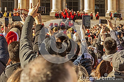 Saint Peter Basilica with people crowd in Vatican Rome Editorial Stock Photo