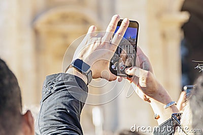 Saint Peter Basilica with people crowd in Vatican Rome Editorial Stock Photo