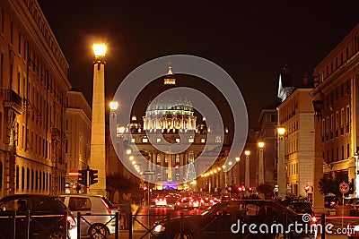 Saint Peter Dome at Night Editorial Stock Photo