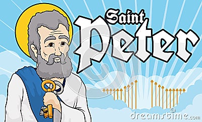 Saint Peter holding the Heaven`s Keys, Vector Illustration Vector Illustration