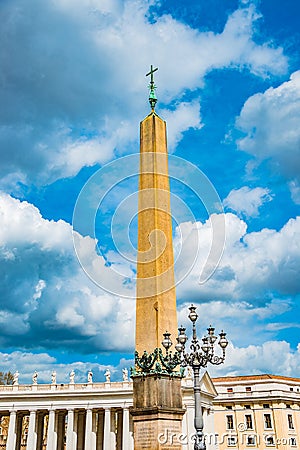 Saint Peter`s Basilica and Vatican Obelisk in Rome, Italy Editorial Stock Photo