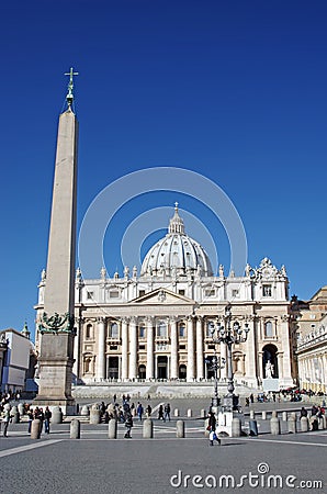 Saint Peter's Square and the obelisk Editorial Stock Photo