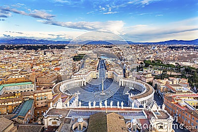 Saint Peter`s Square Statues Roof Saint Vatican Rome Italy Editorial Stock Photo