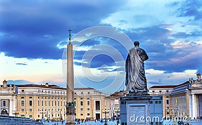 Saint Peter Statue Obelisk Vatican Square Rome Italy Editorial Stock Photo