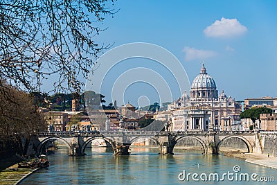 Saint Peter Tiber river in Rome Italy Stock Photo