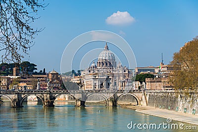 Saint Peter Tiber river in Rome Italy Stock Photo