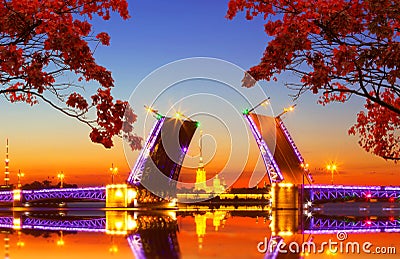 Saint Petersburg at autumn sunset Stock Photo