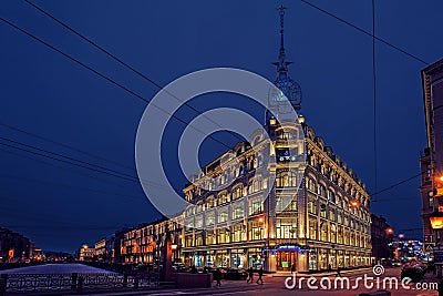 Saint-Petersburg Christmas street lights Editorial Stock Photo