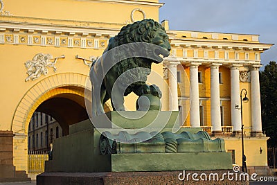 Saint-Petersburg, the figure of a watchdog lion Stock Photo
