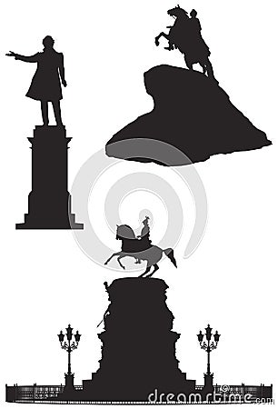 Saint Petersburg monuments, Russian Landmarks Vector Illustration